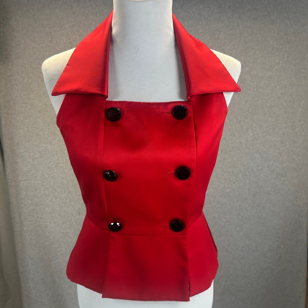 Lois Snyder Dani Max Vest Top Womens Size 6P Red Double Breasted Polyester